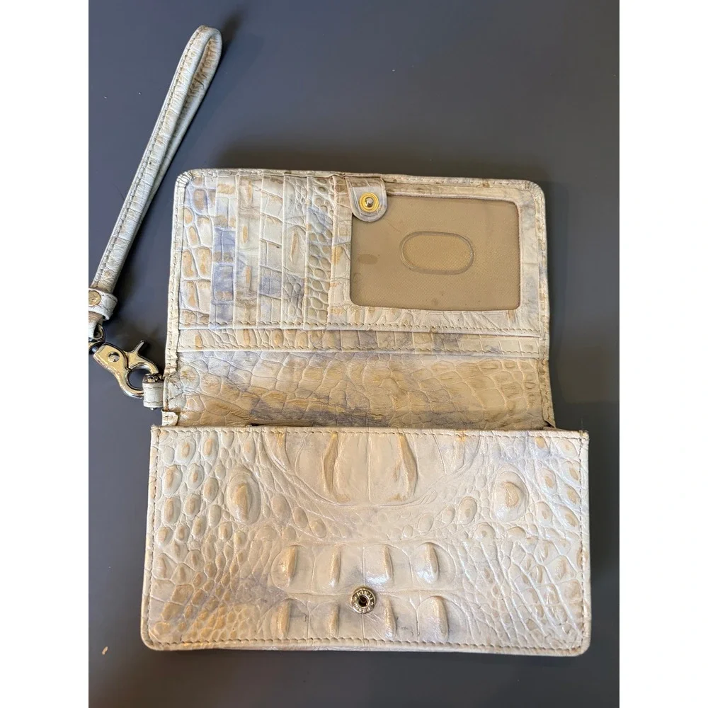 Brahmin Wristlet Wallet OS Cream Gold Croc Embossed Leather